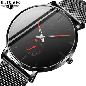 LIGE Simple Mens Horloges Top Merk Luxe Horloge Mannen Mesh Riem Quartz Klok Casual Waterdicht Sport Horloge Relogio Masculino 210527