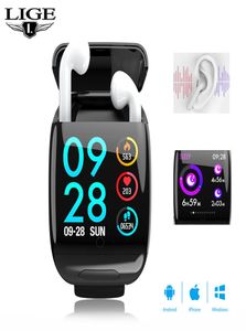 LIGE SportWatch Earphone SmartWristband G36 Earbud Heortrate Bluetooth Earphones Smart Watch Men Femmes avec moniteur7657277