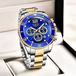 LIGE Top Marque De Luxe De Mode Plongeur Hommes Montre Étanche Date Horloges Sport Montres Hommes Quartz Montre-Bracelet Relogio Masculino 210527