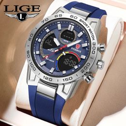 Lige Top Brand Military Watch Match Sports Watchs for Man 50bar Imperproof Digital Dual Display Montre à bracelet Men 2024 Regios 240327