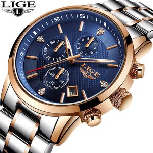 Lige horloge mannen mode sport quartz klok heren horloges merk luxe volledige stalen diamant waterdichte horloge relogio masculino 210527