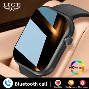 LIGE Watchs Smart Watch Bluetooth Appel pour les hommes Femmes Sports Bracelet Vocage Vocation Assistant cardiaque Monitor Smartwatch Watch