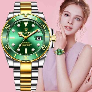 Lige vrouwen horloges mechanische horloge luxe armband pols polshorloge elegante dames automatische datum klok horloge relogio feminino 210517