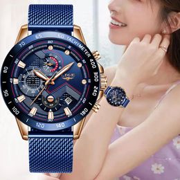 Lige Women Watches Rose Gold Top Brand Luxury Watch Quartz Waterdichte dames polshorloge dames meisjes klok 240515