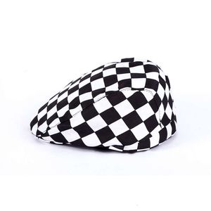 Béret à carreaux noir et blanc, marque tendance, pour vieil homme, décontracté, confortable et respirant, chapeau avant