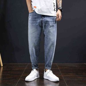 Licht 2021 blauwe eenvoudige jeans heren losse rechte buis grote maat mode merk kleine voet Harlan broek trend