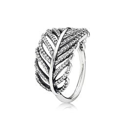 Bague légère comme une plume en argent sterling véritable pour Pandora, bijoux de créateur de mariage pour femmes, cadeau de petite amie, bagues de luxe en diamant CZ avec boîte d'origine