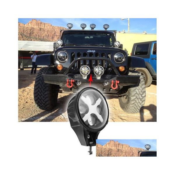 Barras de luz Luces de trabajo 6 pulgadas LED Luz antiniebla 60W Conducción redonda 12V 24V para Jeep Wrangler Jk 4Wd Offroad con Angel Eyes Drop Deliv Dhveu