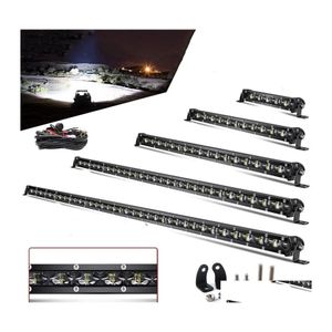 Barres lumineuses Lumières de travail Lymoyo 6D Slim LED Bar 12V 8 14 20 26 32 38 44 50 pouces Spot Flood Combo pour Suv 4X4 Lampe de travail hors route D Dh3Ua