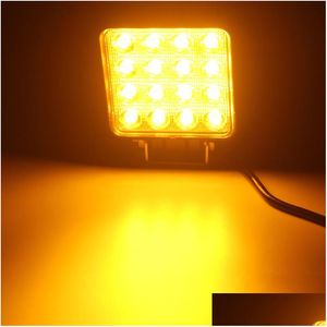 Barres lumineuses Lampes de travail Pampsee 1 pièces 48W carré LED antibrouillard barre lumineuse de travail 4.5 pouces 10-30V 3000K pour hors route Lada Niva Mining F Dhqpb