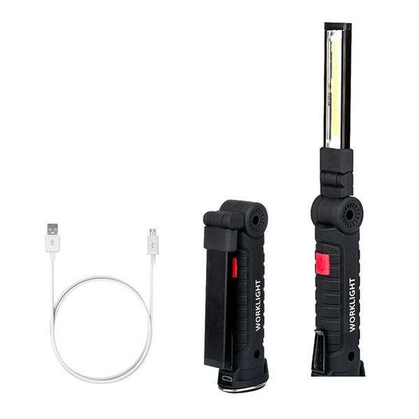 Barras de luz Luces de trabajo Portátil 5 Modo COB Linterna Antorcha USB Recargable LED Trabajo Magnético Lanterna Lámpara de gancho colgante para O DHK8O