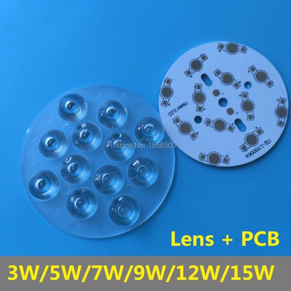 Perles lumineuses 10 ensembles de lentilles jointes LED avec PCB en aluminium 1W 3W 5W 7W 9W 12W 15W haute puissance LED plafonnier Spot éclairage Twin Lenses