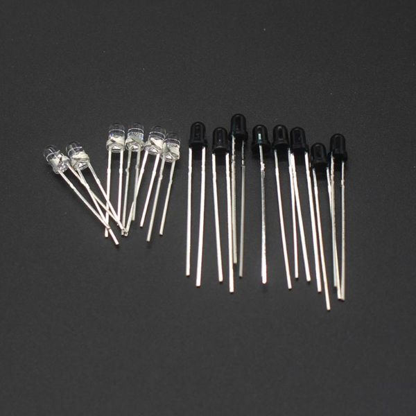 Perles lumineuses 100 pièces 3mm 5mm 940nm IR LED émetteur infrarouge assorti et récepteur Diode Diodes lampe