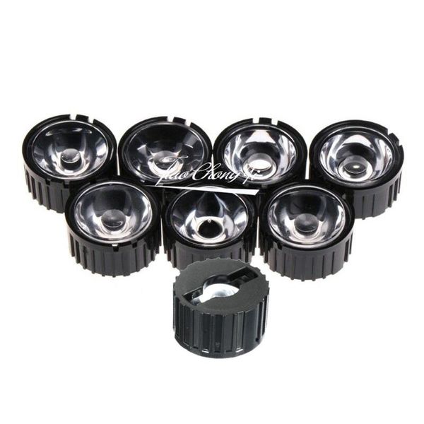 Perles lumineuses 5/8/15/25/30/45/60/90/120 degrés, lentille LED avec support noir pour lampe haute puissance 1W 3W 5W, 10 pièces