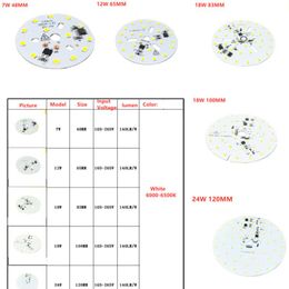 Lichte kralen AC 220V Hoogspanning SMD 2835 Witkleur Lineair Smart IC No Drive 7W 12W 18W 24W 6500K PCB LIMB Downlight Paneel LED -chip