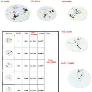 Perles lumineuses AC 220v haute tension SMD 2835 couleur blanche Linéaire Smart IC No Drive 7w 12w 18w 24W 6500K PCB Ampoule Downlight Panneau Puce Led