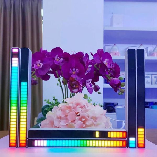 Barra de ritmo activada por voz con cuentas de luz, barra de espectro de Audio RGB de 32 bits, pastilla ambiental para DJ, pantalla LED, señal colorida de pulso