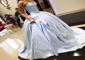 Lichtblauwe baljurk Quinceanera jurken op maat gemaakt lieverd backless eenvoudige prom jurk voor zoete 16 prinsesjurk5137666
