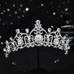 Tiara de cristal azul claro, corona de princesa, diadema nupcial para boda, accesorios de joyería para el cabello, tocado de moda, adornos de graduación 285z