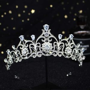 Lichtblauw Kristal Tiara Kroonprinses Bruids Bruiloft Hoofdband Haar Sieraden Accessoires Mode Hoofdtooi Optocht Prom Ornamenten 2957