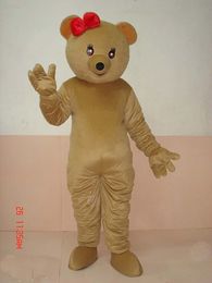 Costume de mascotte ours en peluche marron clair Costume dessin animé ours masque personnage de fête déguisement événement d'anniversaire accessoire de rue