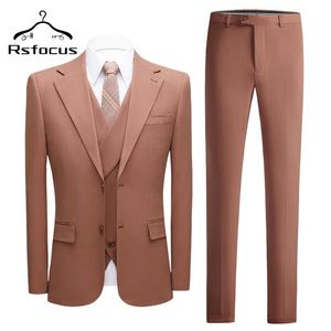 Trajes de novio de esmoquin marrón claro para hombres, boda, doble división, vestido de fiesta de graduación, elegante traje de 3 piezas, traje Formal informal TZ272, Blazers para hombres