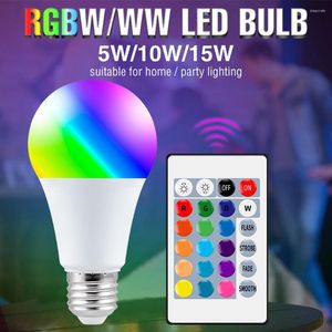 Ampoule 16 couleurs Dimmable décoration de la maison lampe E27 ampoules magiques 5W 10W 15W LED colorée avec télécommande IR 2835 SMD