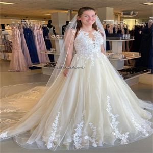 Champagne clair Boho robes de mariée 2024 O cou une ligne église jardin robes de mariée appliques dentelle sans manches pays robe de mariée dos nu robes civiles de novia