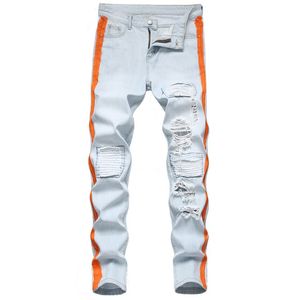 Couleur légère mode nouveau jeans de motard pour hommes pantalons de trou de peinture pour hommes pantalons de jean slim personnalisés de printemps taille 29-42 pantalones