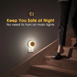 Capteur de contrôle léger LED nuit Light Us / UE Plug Wall Lampe pour la salle de bain chambre à coucher de la maison Corridor Corridor Économie de nuit Lampe de nuit