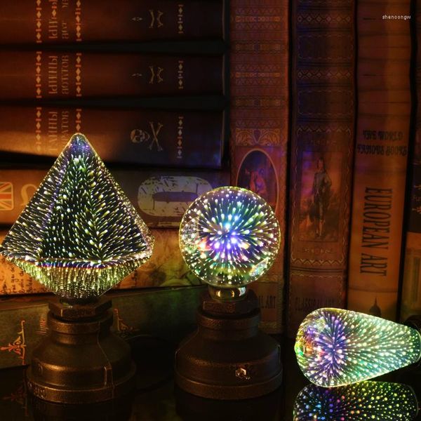 Luz Edison bombilla decoración 3D 220V A60 luces navideñas novedad lámpara navideña Lamparas fuegos artificiales E27