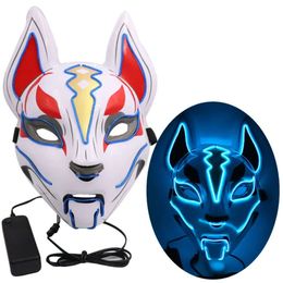 Light Fox Cold 1pc Cosplay Glow Party Scary Masquerade Cos Knight Halloween LED Gloeiende Mask Accessoires speelgoed voor volwassen JY26 ing