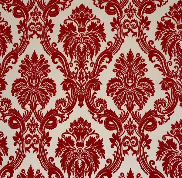 Or clair avec couleur de couleur rouge fond d'écran 3d 3d Treedimensionnel Velvet Velvet épais Couvre-murs de docor de maison de luxe 234R3107879