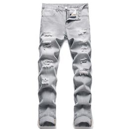 Jean déchiré gris clair pour homme, pantalon en Denim, Style de rue, à la mode, Streetwear, pantalon lavé, de styliste, printemps-automne, 2780