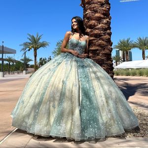 Lichtgroen Champagne Mexicaanse Quinceanera Jurken Met Cape Luxe Applique Corset Prom Lace Up vestido 15 quinceaneras