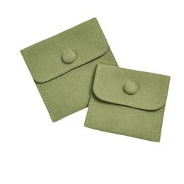 Bolsas de joyería de terciopelo verde claro aretes anillos de pulseras collares llavero bolso de regalo de polvo con marca de v marca
