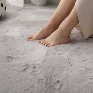 Tapis en fourrure gris clair super doux faux rabbit tapis de fourrure non glissement tapis de tapis de sol lavable chambre chambre à coucher décor de salon tapis 231221