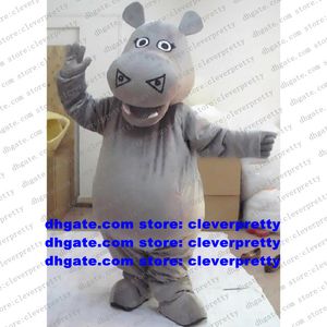 Costume de mascotte d'hippopotame gris clair, cheval de rivière, tenue de personnage de dessin animé pour adulte, personnage de marque, réunion de bienvenue zx2128