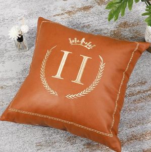 Cojín para habitación de muestra de Hotel ligero, almohada para la cintura, sofá para sala de estar, funda de almohada de cuero naranja sin interior