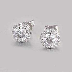Licht Sieraden Edelstenen Oor Ring 5Mm Diamant Moissanite Oorbellen 10K 14K Wit Goud Voor Vrouwen Mode gift Party Classi