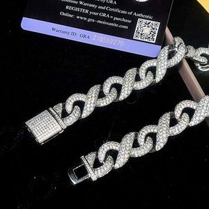 Lichte sieraden Hip Hop Iced Cubaanse kettingpas Diamond tester 20 mm Dikke zware vaste Vvs Moissanite Miami