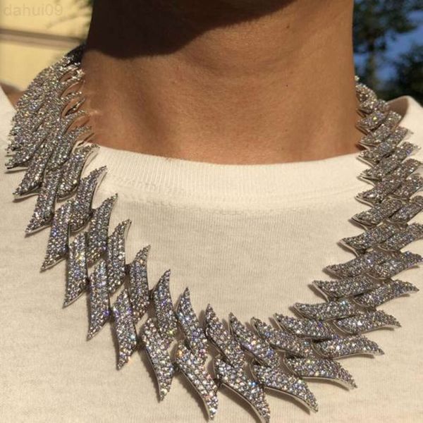 Bijoux légers Style Hip Hop chaîne cubaine hommes Ice Out chaîne cubaine Miami Hip Hop collier cubain chaîne brillante 925 argent Sterling p