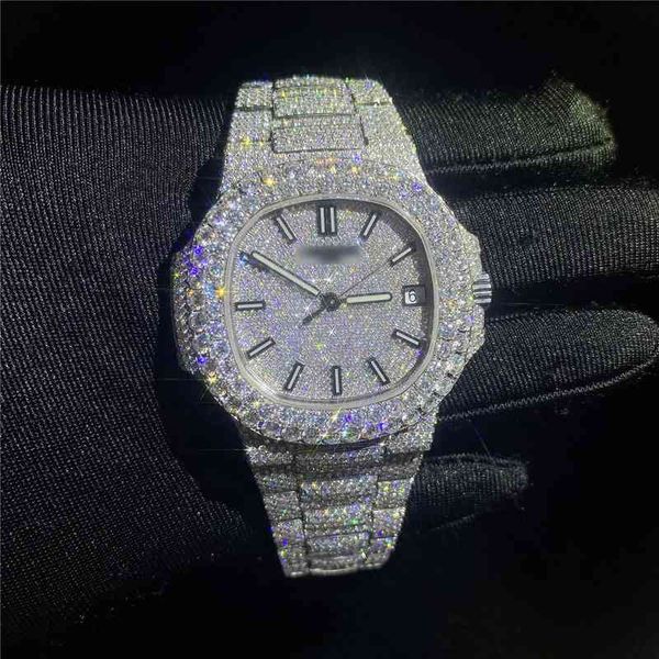 Montre-bracelet carrée en alliage personnalisée pour hommes et femmes, bijoux légers, marque de luxe, entièrement en diamant