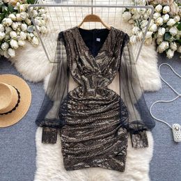Ligero de lujo y de alta gama Luxurious y elegante estilo de diseño de falda de estilo MESH MANEVA BURBBLE POSTWORA Vestido de lentejuelas de lentejuelas para mujeres