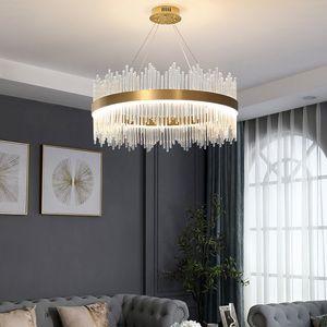 Lampes de lustre de luxe léger cristal post-moderne nordique minimaliste salon salle à manger chambre lampe suspendue lumières LED