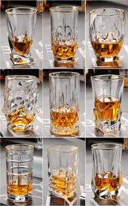 Lichte luxe klassieke mond met de hand geschilderd echt goud kristallen wijnglas whisky glas verborgen goud bier glas7172723
