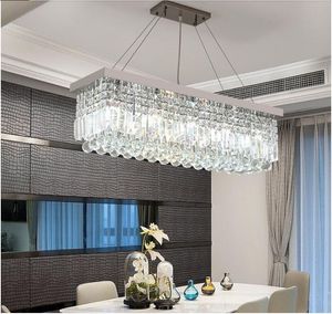 Lustre en cristal de luxe, lampe de restaurant, rectangulaire, simple, moderne et créatif, pour la maison, salle à manger, bar
