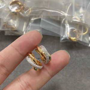 Lichte luxe ontwerper Sterling Silver Card Home Rings Diamond verguld met 18K gouden scheiding geëlektropleerde drie kleuren en oorbellen Precisie met logo