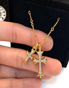 Lichte luxe diamanten halsketting 925 sterling verzilverd 18k goud Truiketting voor heren en dames2406284