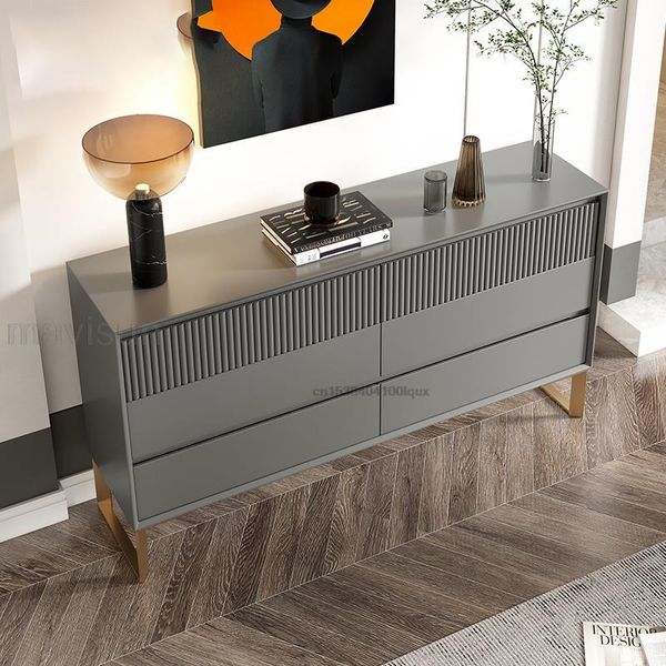Luxury Luxury Gery Kitchen Dather Cabinet 1,8m Modern Minimaliste en bois massif en bois Salon Decorative Rangement Batteur de rangement
